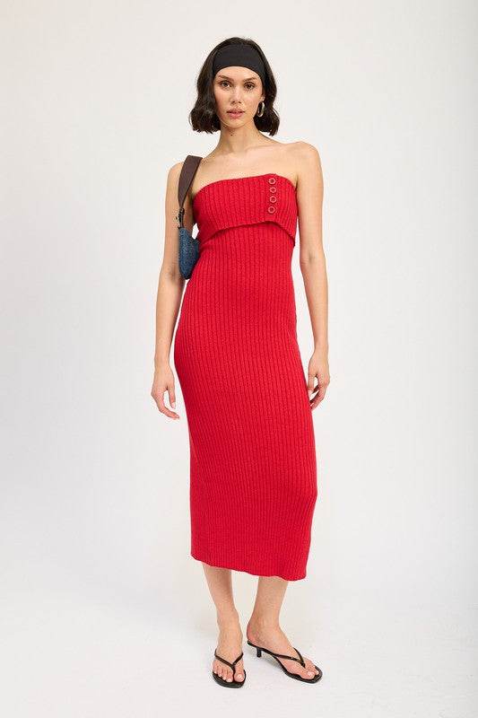 FOLD OVER RIBBED TUBE DRESS - Shop Style & More | Fresh Looks, Everyday Deals & Free Shipping