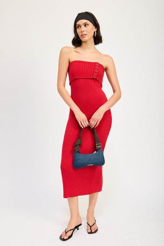 FOLD OVER RIBBED TUBE DRESS - Shop Style & More | Fresh Looks, Everyday Deals & Free Shipping