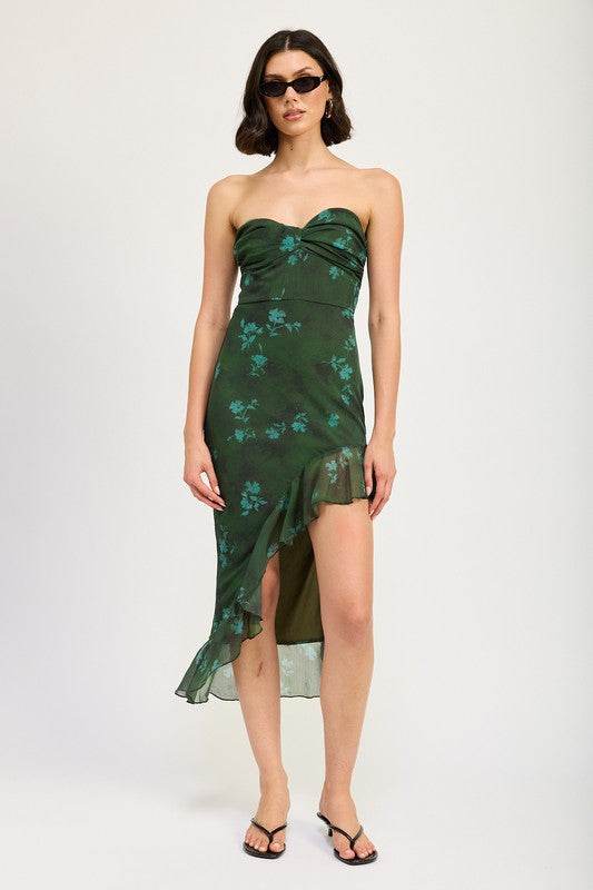 ASYMMETRICAL RUFFLE TUBE MAXI DRESS - Shop Style & More | Fresh Looks, Everyday Deals & Free Shipping
