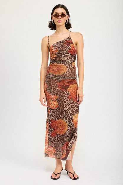 MESH PRINTED ONE SHOULDER MAXI DRESS - Shop Style & More | Fresh Looks, Everyday Deals & Free Shipping