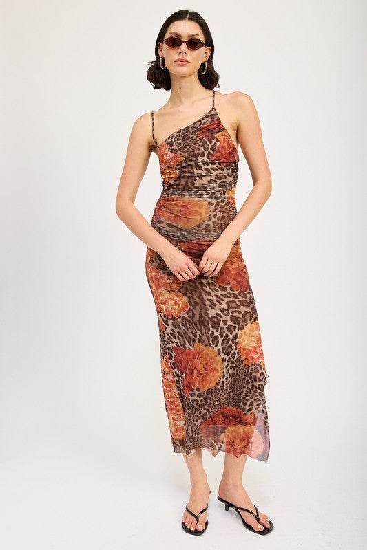 MESH PRINTED ONE SHOULDER MAXI DRESS - Shop Style & More | Fresh Looks, Everyday Deals & Free Shipping