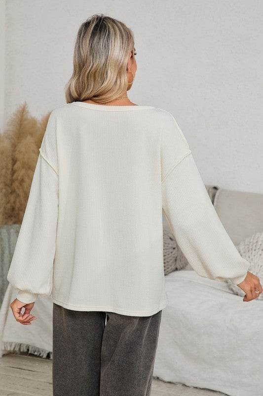 Corded Exposed Seam Patchwork Drop Sleeve Top - Shop Style & More | Fresh Looks, Everyday Deals & Free Shipping