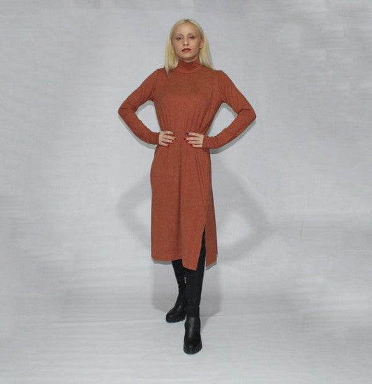 Turtle neck dress long sleeve with side slits - Shop Style & More | Fresh Looks, Everyday Deals & Free Shipping