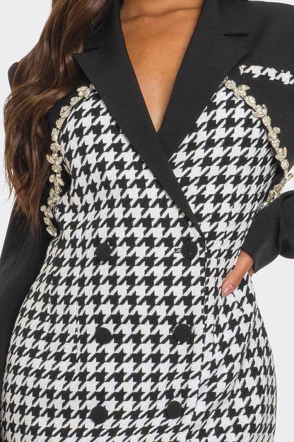 Monochrome Glam Houndstooth Blazer Dress - Shop Style & More | Fresh Looks, Everyday Deals & Free Shipping