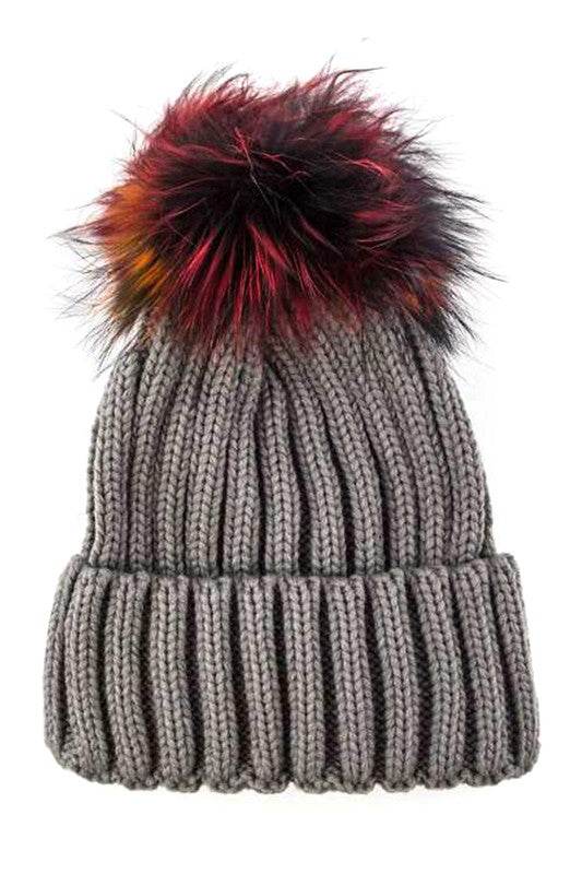 Mix Color Genuine Fur Pom Pom Beanie - Shop Style & More | Fresh Looks, Everyday Deals & Free Shipping