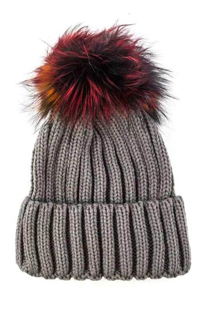 Mix Color Genuine Fur Pom Pom Beanie - Shop Style & More | Fresh Looks, Everyday Deals & Free Shipping
