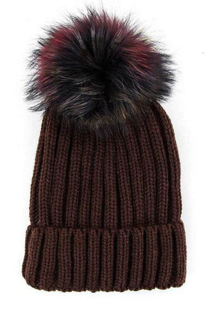 Mix Color Genuine Fur Pom Pom Beanie - Shop Style & More | Fresh Looks, Everyday Deals & Free Shipping