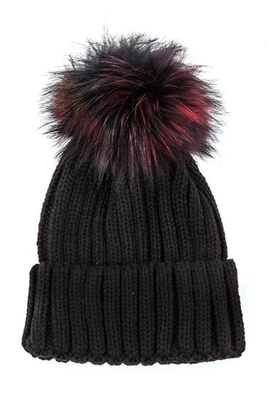 Mix Color Genuine Fur Pom Pom Beanie - Shop Style & More | Fresh Looks, Everyday Deals & Free Shipping