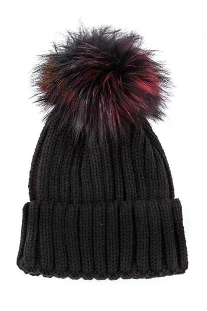 Mix Color Genuine Fur Pom Pom Beanie - Shop Style & More | Fresh Looks, Everyday Deals & Free Shipping