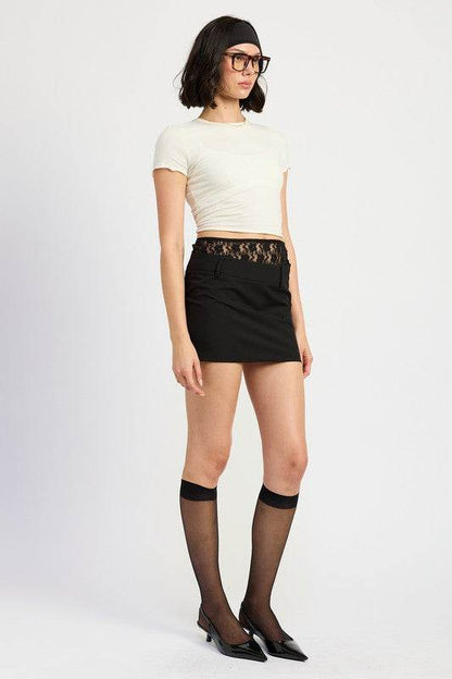 PEAKABOO LACE TRIM MIN SKIRT - Shop Style & More | Fresh Looks, Everyday Deals & Free Shipping