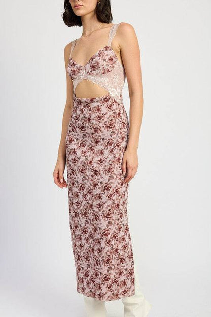 LACE CONTRASTED MIDI DRESS WITH SIDE SLIT - Shop Style & More | Fresh Looks, Everyday Deals & Free Shipping
