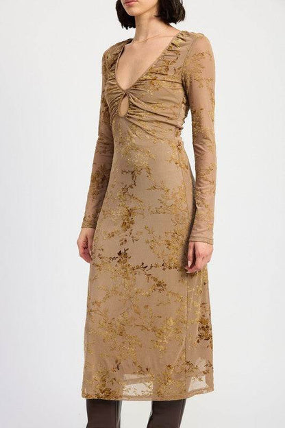 KEY HOLE MIDI LONG SLEEVE DRESS - Shop Style & More | Fresh Looks, Everyday Deals & Free Shipping
