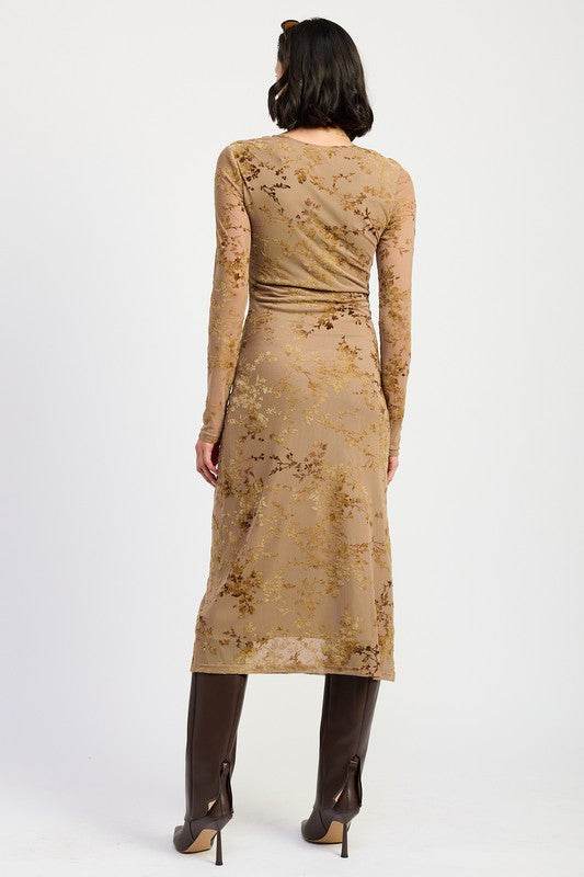 KEY HOLE MIDI LONG SLEEVE DRESS - Shop Style & More | Fresh Looks, Everyday Deals & Free Shipping