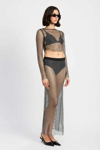 SHEER RHINESTONE MAXI SKIRT - Shop Style & More | Fresh Looks, Everyday Deals & Free Shipping