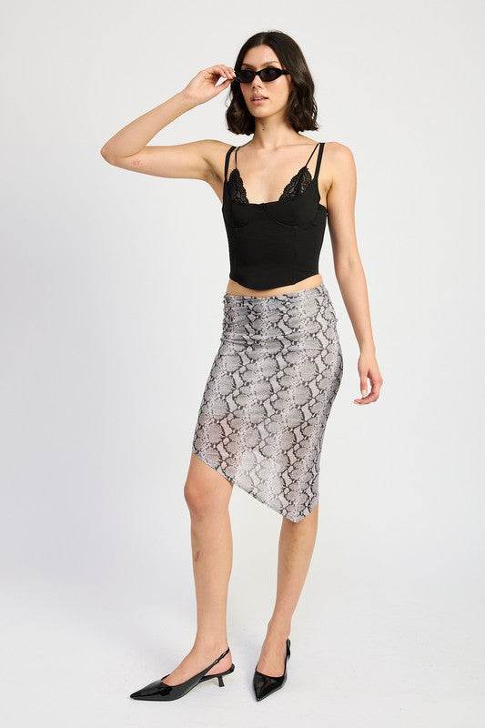 PRINTED ASYMMETRICAL MESH MIDI SKIRT - Shop Style & More | Fresh Looks, Everyday Deals & Free Shipping
