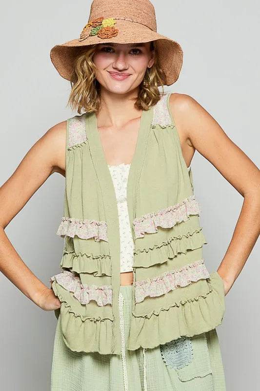 POL Ruffled Open Front Sleeveless Cardigan - Shop Style & More | Fresh Looks, Everyday Deals & Free Shipping