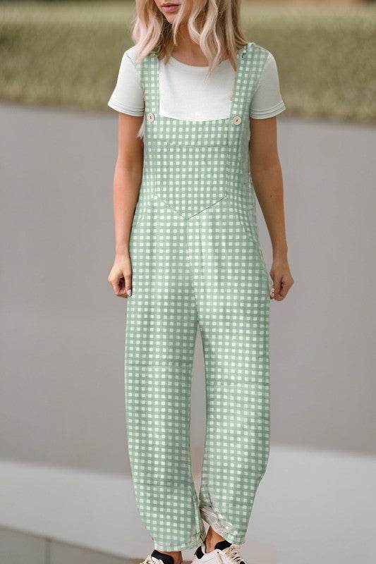 Plaid Print Buttoned Pocketed High Waist Overall - Shop Style & More | Fresh Looks, Everyday Deals & Free Shipping