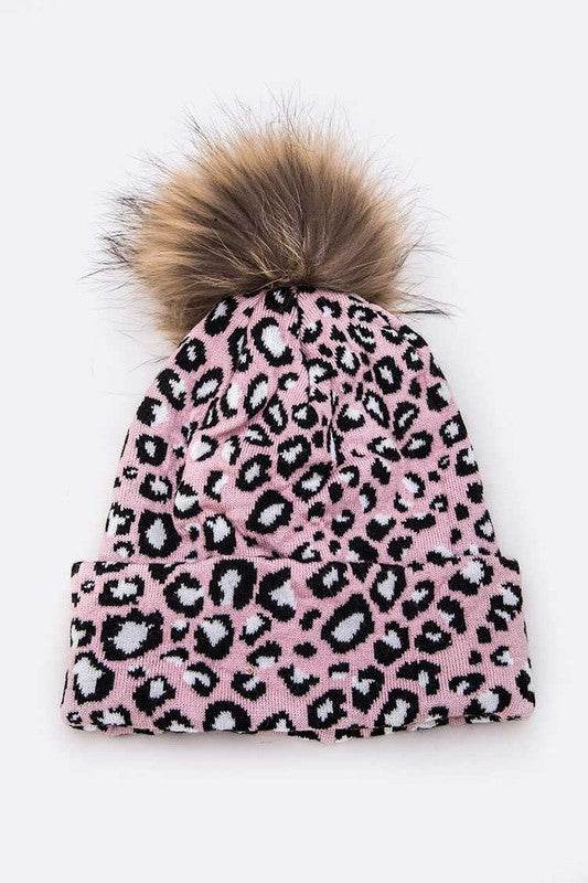 Genuine Fur Pom Soft Leopard Beanie - Shop Style & More | Fresh Looks, Everyday Deals & Free Shipping