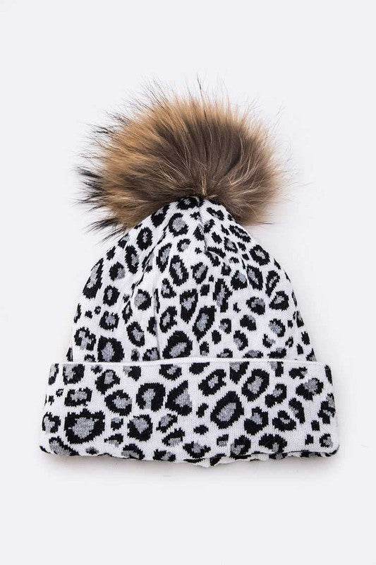 Genuine Fur Pom Soft Leopard Beanie - Shop Style & More | Fresh Looks, Everyday Deals & Free Shipping