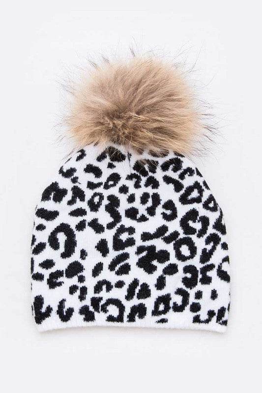 Mix Print Raccoon Fur Pom Iconic Beanie - Shop Style & More | Fresh Looks, Everyday Deals & Free Shipping