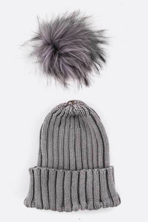 Raccoon Fur PomPom Beanie - Shop Style & More | Fresh Looks, Everyday Deals & Free Shipping