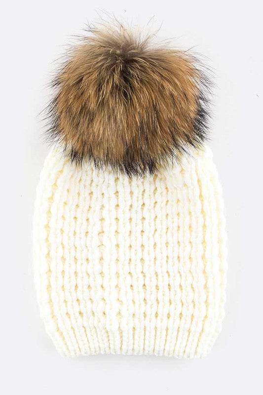 Raccoon Fur PomPom Beanie - Shop Style & More | Fresh Looks, Everyday Deals & Free Shipping