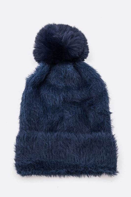 Mohair Faux Fur Pom Soft Beanie - Shop Style & More | Fresh Looks, Everyday Deals & Free Shipping
