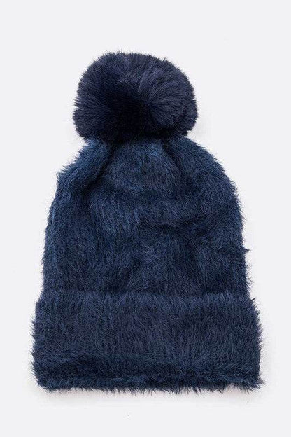 Mohair Faux Fur Pom Soft Beanie - Shop Style & More | Fresh Looks, Everyday Deals & Free Shipping