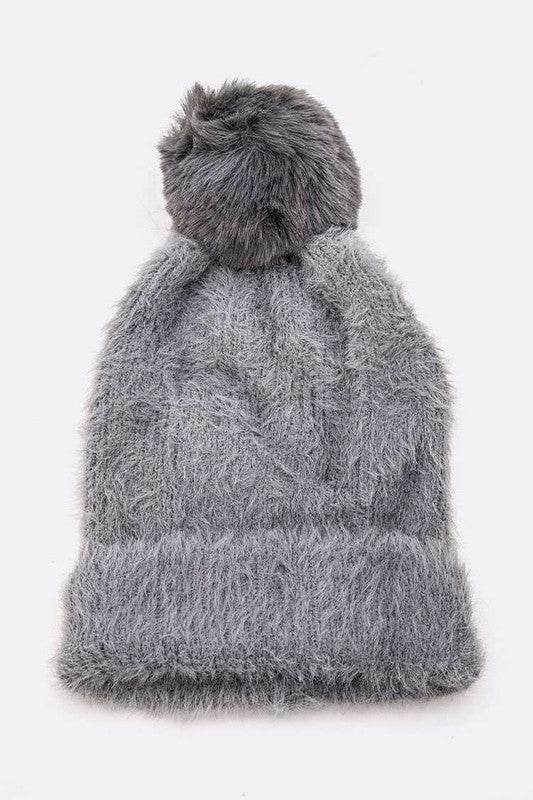 Mohair Faux Fur Pom Soft Beanie - Shop Style & More | Fresh Looks, Everyday Deals & Free Shipping