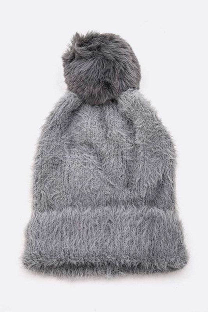 Mohair Faux Fur Pom Soft Beanie - Shop Style & More | Fresh Looks, Everyday Deals & Free Shipping