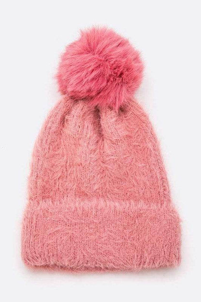 Mohair Faux Fur Pom Soft Beanie - Shop Style & More | Fresh Looks, Everyday Deals & Free Shipping