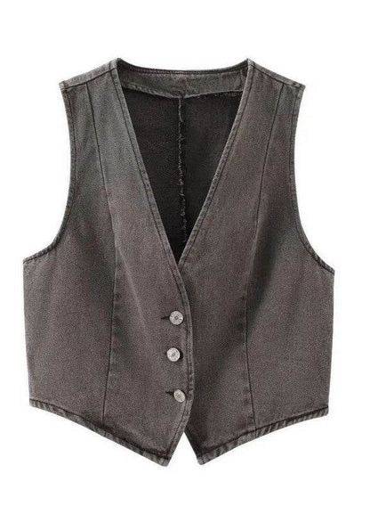Cropped button front denim vest - Shop Style & More | Fresh Looks, Everyday Deals & Free Shipping
