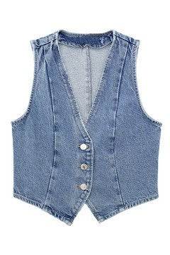 Cropped button front denim vest - Shop Style & More | Fresh Looks, Everyday Deals & Free Shipping