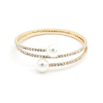 SPIRAL RHINESTONE BRACELET WITH PEARLS - Shop Style & More | Fresh Looks, Everyday Deals & Free Shipping