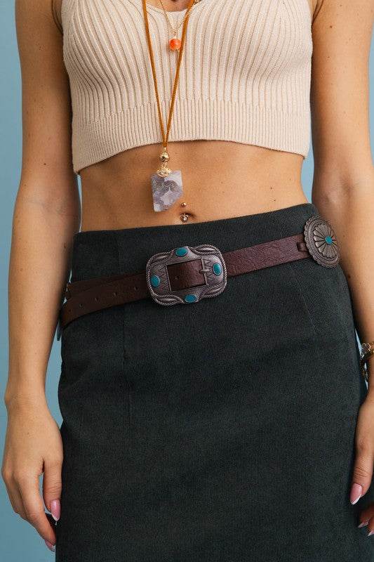 Boho Turquoise Concho Belt with Western Accents - Shop Style & More | Fresh Looks, Everyday Deals & Free Shipping