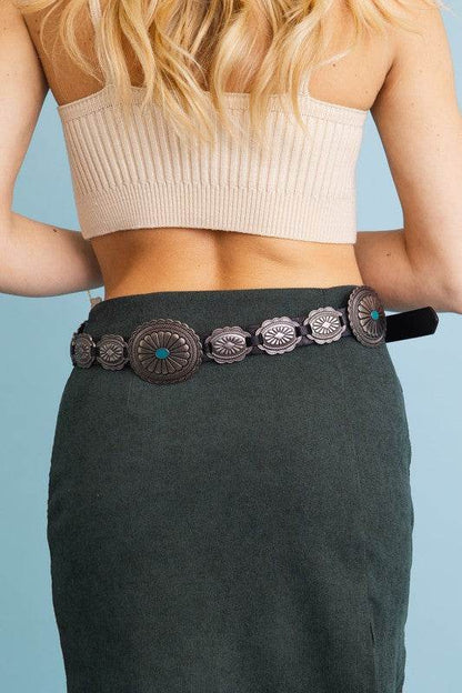 Boho Turquoise Concho Belt with Western Accents - Shop Style & More | Fresh Looks, Everyday Deals & Free Shipping