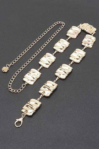 Textured Metal Plate Station Fashion Chain Belt - Shop Style & More | Fresh Looks, Everyday Deals & Free Shipping
