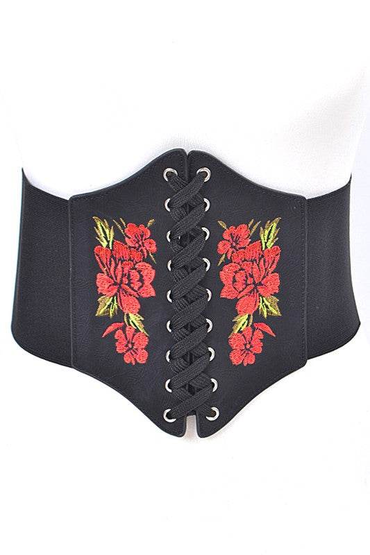 Embroidered Flower Lacing Corset Belt - Shop Style & More | Fresh Looks, Everyday Deals & Free Shipping