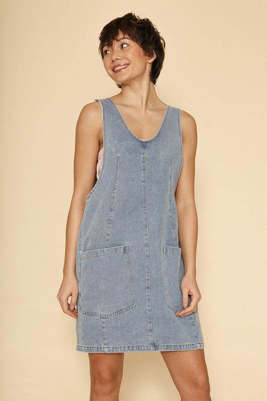 Denim scoop neck overall dress - Shop Style & More | Fresh Looks, Everyday Deals & Free Shipping