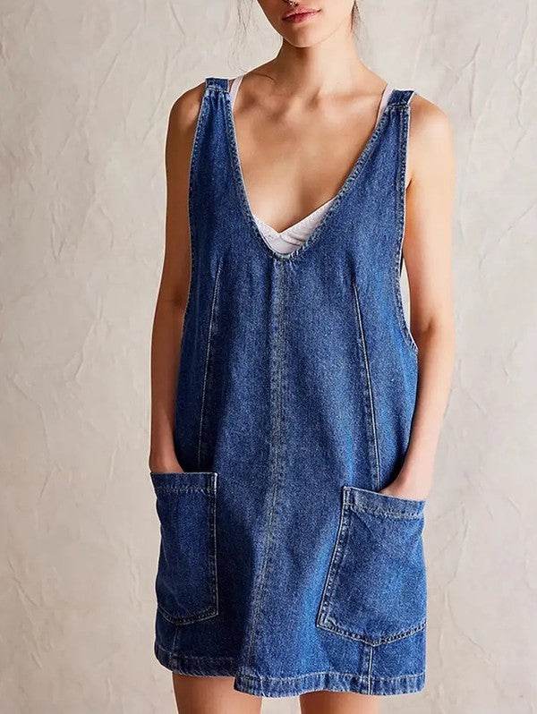 Denim scoop neck overall dress - Shop Style & More | Fresh Looks, Everyday Deals & Free Shipping