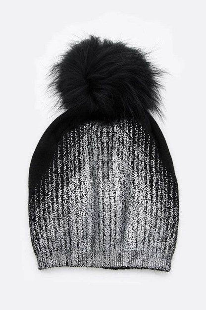 Metallic Cashmere Fur Pom Beanie - Shop Style & More | Fresh Looks, Everyday Deals & Free Shipping