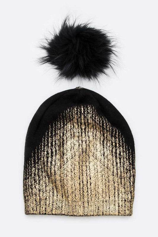 Metallic Cashmere Fur Pom Beanie - Shop Style & More | Fresh Looks, Everyday Deals & Free Shipping