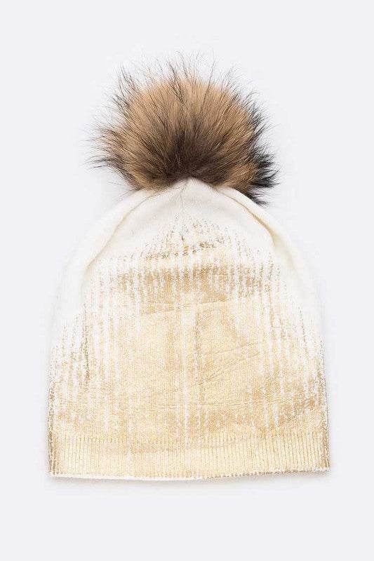 Metallic Cashmere Fur Pom Beanie - Shop Style & More | Fresh Looks, Everyday Deals & Free Shipping