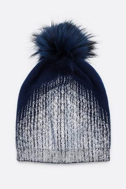 Metallic Cashmere Fur Pom Beanie - Shop Style & More | Fresh Looks, Everyday Deals & Free Shipping