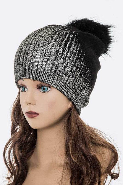 Metallic Cashmere Fur Pom Beanie - Shop Style & More | Fresh Looks, Everyday Deals & Free Shipping