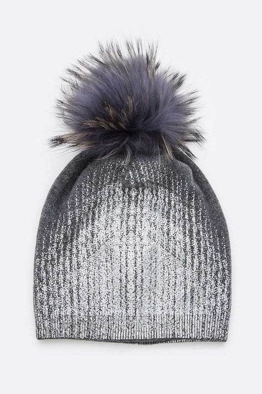 Metallic Cashmere Fur Pom Beanie - Shop Style & More | Fresh Looks, Everyday Deals & Free Shipping