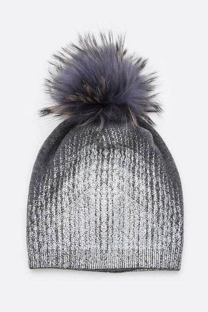 Metallic Cashmere Fur Pom Beanie - Shop Style & More | Fresh Looks, Everyday Deals & Free Shipping