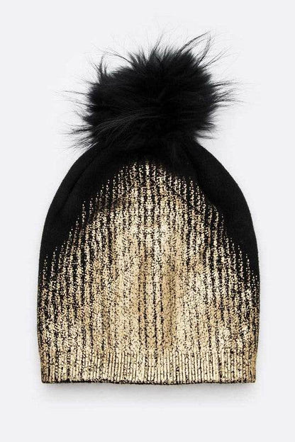 Metallic Cashmere Fur Pom Beanie - Shop Style & More | Fresh Looks, Everyday Deals & Free Shipping