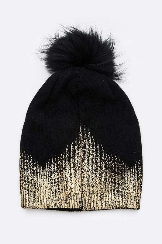 Metallic Cashmere Fur Pom Beanie Accessories