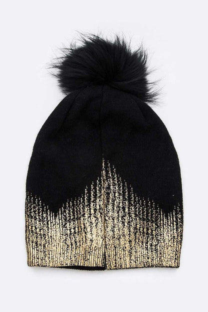 Metallic Cashmere Fur Pom Beanie Accessories